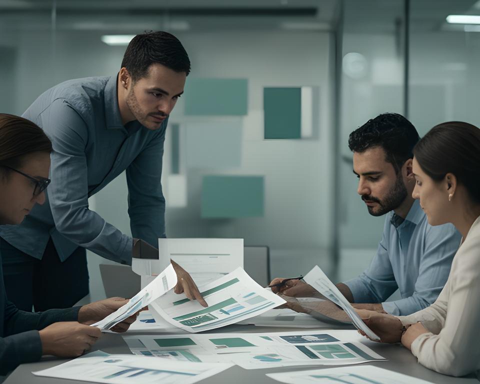 HR team reviewing a post-merger operating model and workforce plan in a modern Dublin office